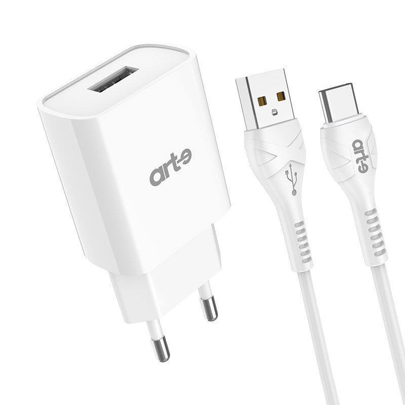Caricabatteria da rete 2.1A usb A serie Trendy con cavo type-c