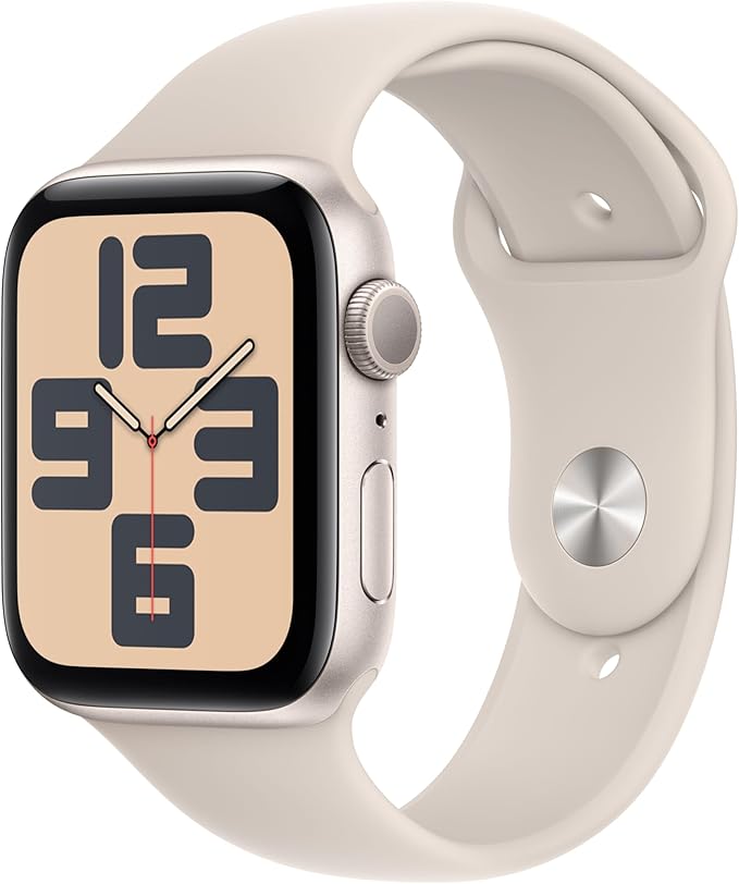 Apple Watch SE (2ª generazione, 2023) GPS 44 mm Smartwatch con cassa in alluminio color galassia e Cinturino Sport galassia - M/L. Fitness tracker, monitoraggio del sonno, Rilevamento incidenti