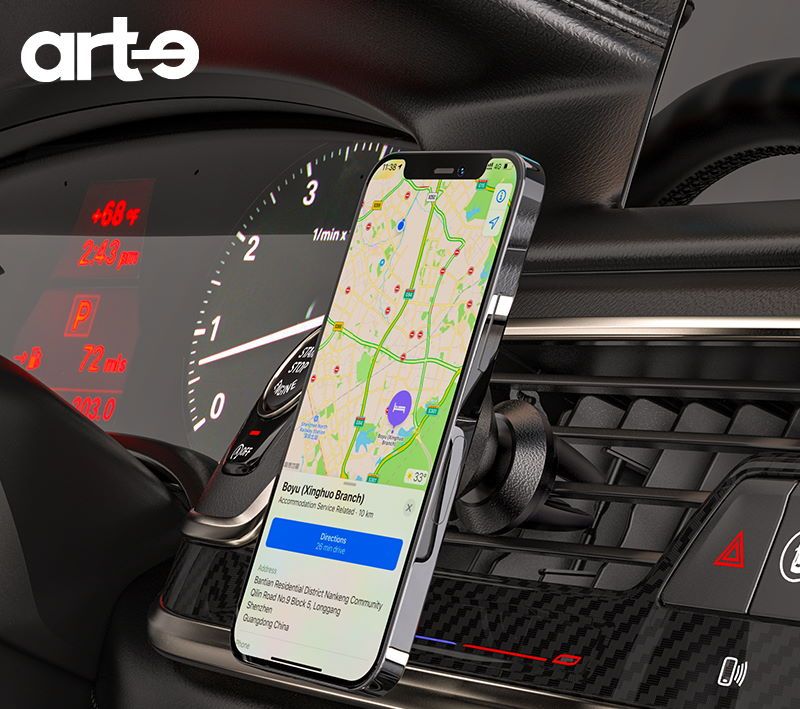 Supporto auto magnetico nero per bocchetta aria serie Lock