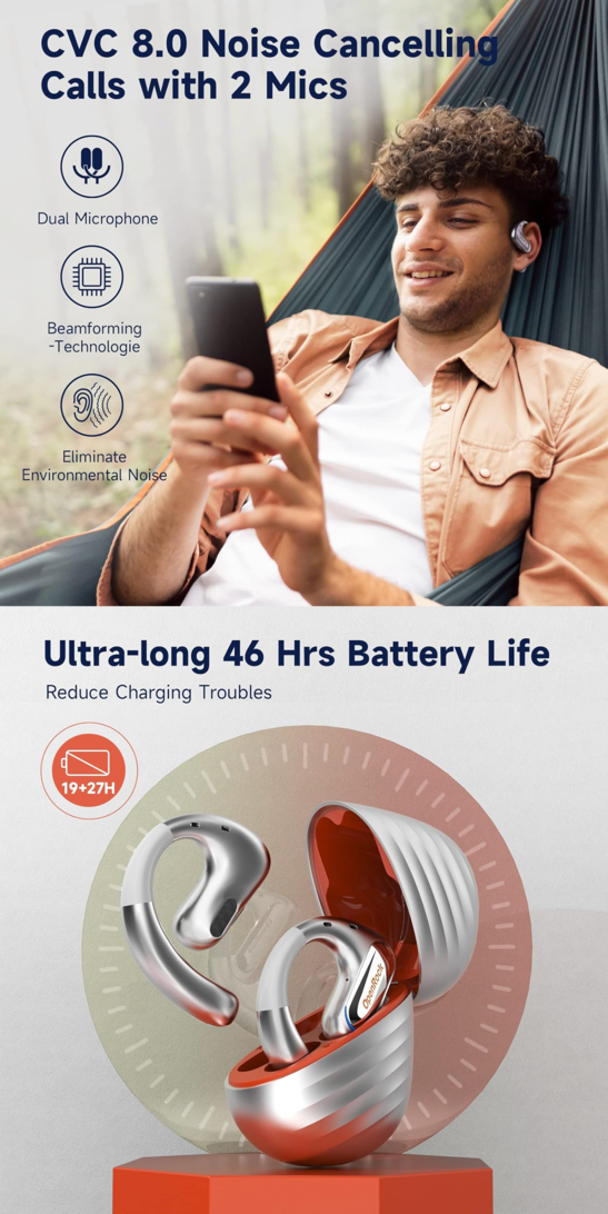 OpenRock Pro Silver Cuffie Sport Wireless A Conduzione Aperta