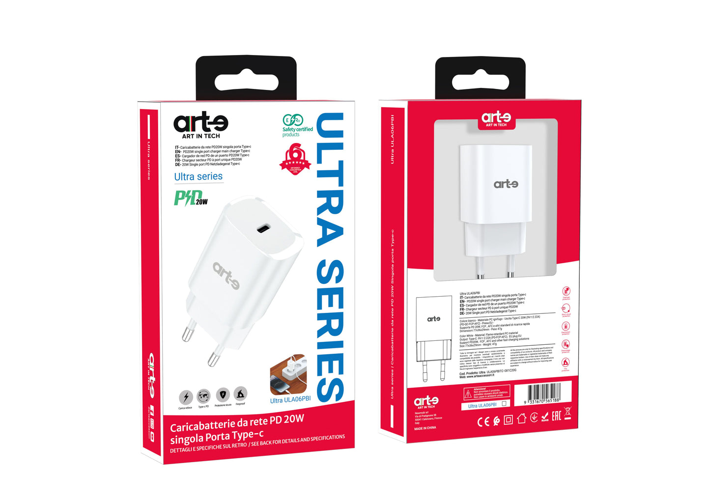 Caricabatterie da rete PD20W Type c Ricarica Ultra rapida