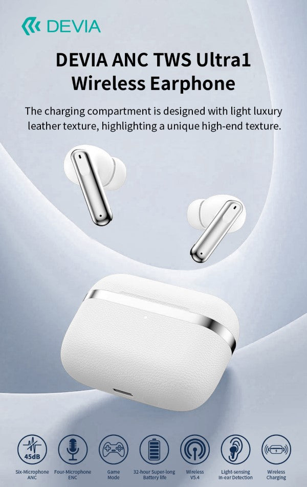 Auricolari Bluetooth Pro carica wireless ANC TWS Ultra1 annullamento rumore esterno Bianchi