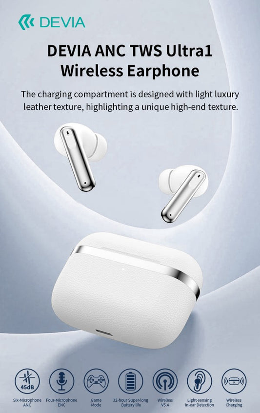 Auricolari Bluetooth Pro carica wireless ANC TWS Ultra1 annullamento rumore esterno Bianchi